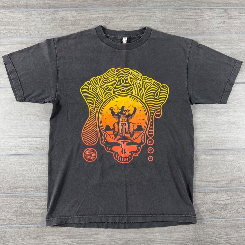 Alstyle Classic Mens Skeleton Motorcycle Graphic T-Shirt Faded Black Medium